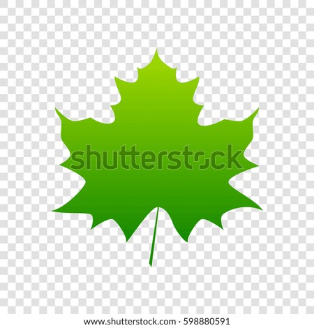 Maple leaf sign. Vector. Green gradient icon on transparent background.