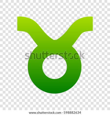 Taurus sign illustration. Vector. Green gradient icon on transparent background.