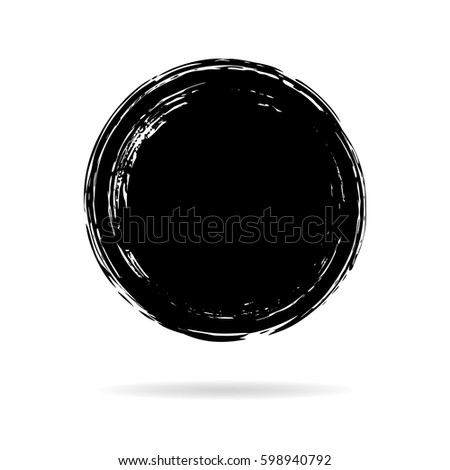 Hand painted ink blob. Black round button. Hand drawn grunge circle. Graphic design element for web, corporate identity, cards, prints etc. Vector illustration