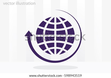 Globe and arrow icon vector EPS 10, abstract sign  flat design,  illustration modern isolated badge for website or app - stock info graphics