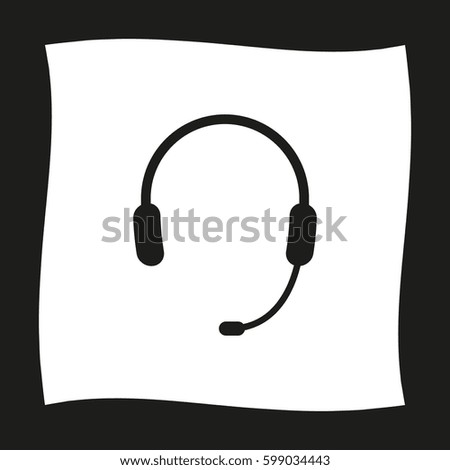 Headphone for support or service  - black vector icon