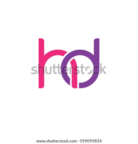 Initial letters hd, round linked overlapping chain shape lowercase logo modern design pink purple