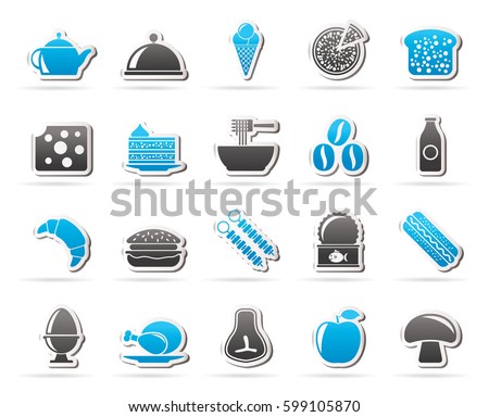 Different king of food and drinks icons 2 - vector icon set