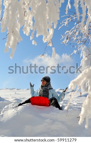 young beautiful woman outdoor in winter