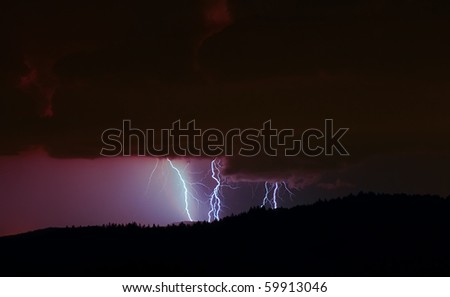 Lightning over forest