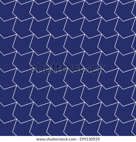 Seamless porcelain indigo blue and white diagonal geo op art crown pattern vector