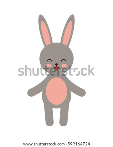 happy easter card with bunny icon over white background. colorful design. vector illustration