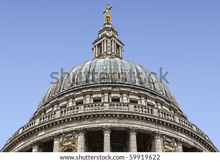 Dome of St Paul's Cathedral. HDR image with clear sky