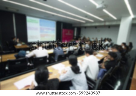 blurred background Business coaching, training people meeting presentation conference in meeting room.