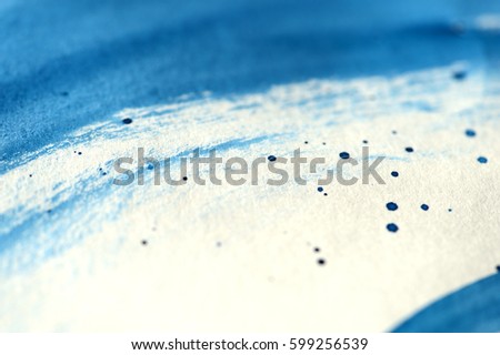 Abstract blue hand draw watercolor background close up