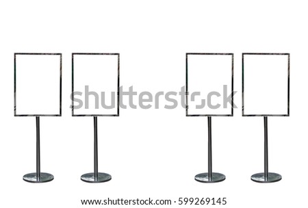 Four of blank mock up of poster billboards or white signboards on isolated white background and copy space