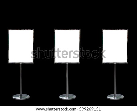 Three of blank mock up of poster billboards or white signboards on black color background