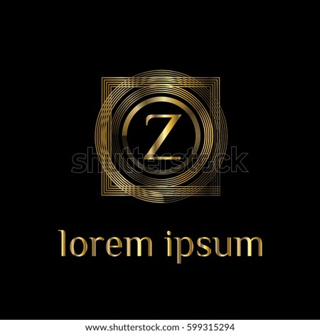 Z letter golden vector logo design template