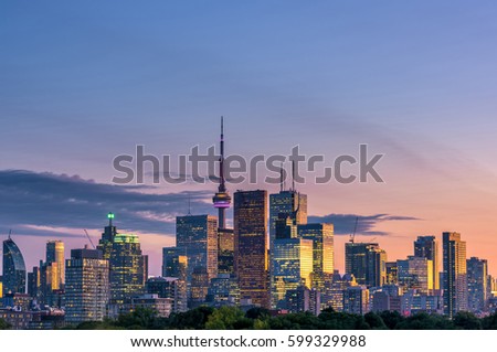 Toronto city at sunset, Ontario, Canada