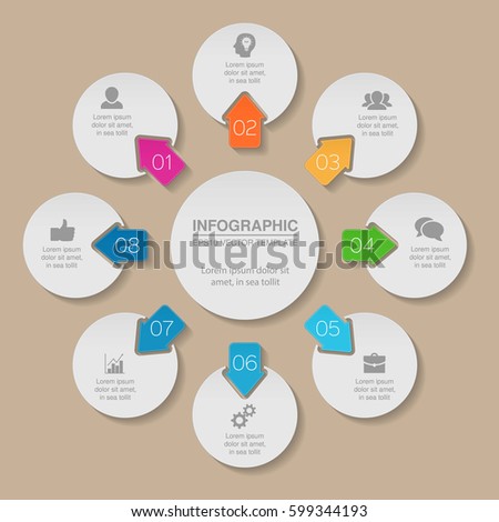 Vector infographic template, 8 options.