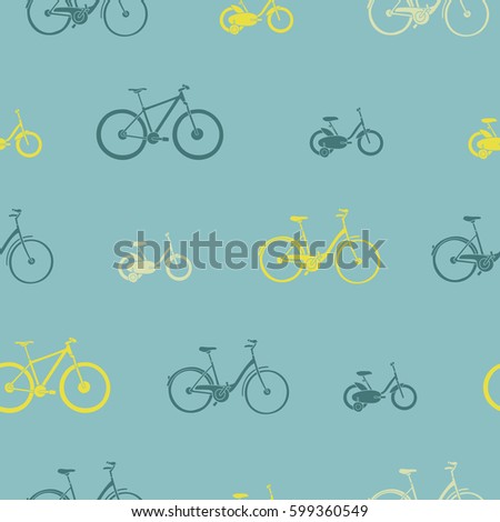 Bike pattern. Vector seamless background. Ready for printing on textile and other seamless design.