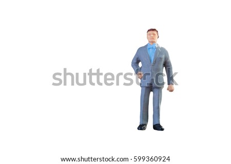 Close up of Miniature businessman and tourist people isolated with clipping path on white background