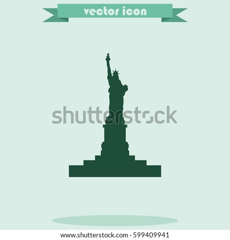 Statue of Liberty simple flat icon. American symbol of freedom.