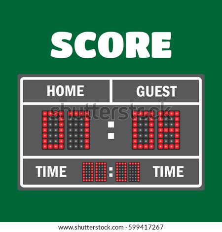 Sport illustration scoreboard. Score game display, digital time information result