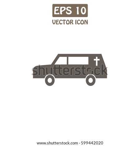Funeral Car Vector Icon. 