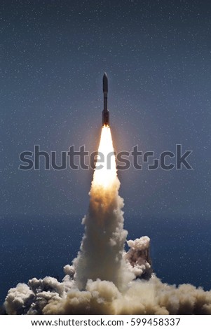 Rocket. "The elements of this image furnished by NASA" Royalty-Free Stock Photo #599458337