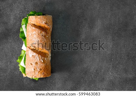 Sandwich with avocado and Chees Feta Royalty-Free Stock Photo #599463083