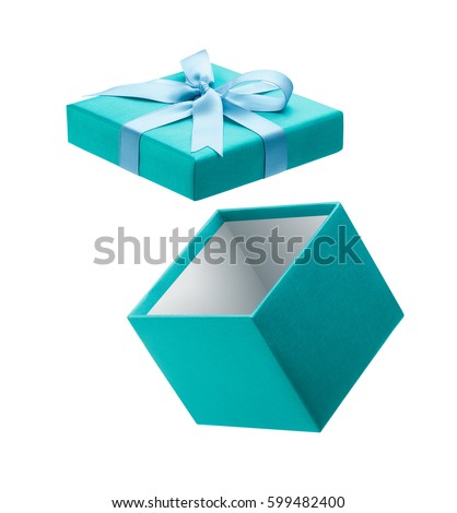 Open gift box isolated on white background Royalty-Free Stock Photo #599482400