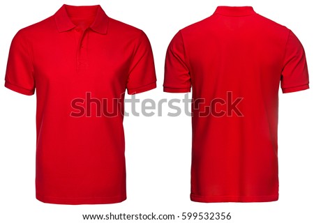 Red Polo shirt, clothes on isolated white background Royalty-Free Stock Photo #599532356