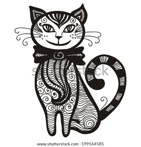 Cute cartoon cat. Vector illustration.