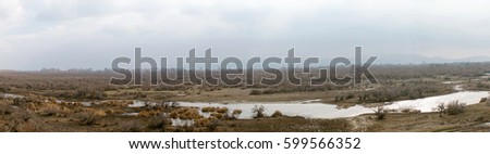 Landscape of the delta of river Evros, Greece, panoramic view