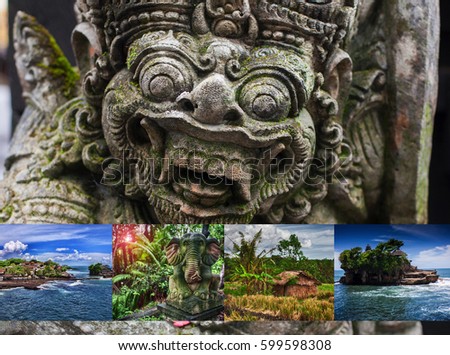 Collage of photos from Bali. Indonesia - travel background.