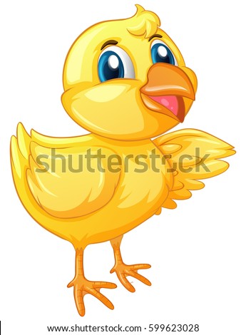 Cute chick on white background illustration