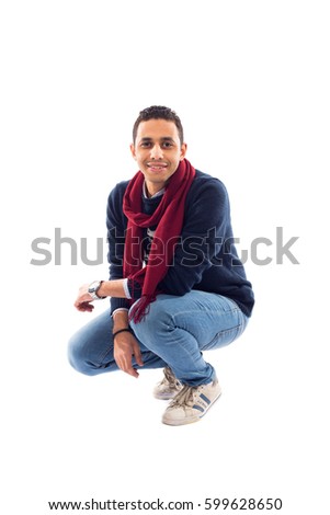 Young man smiling - isolated on white