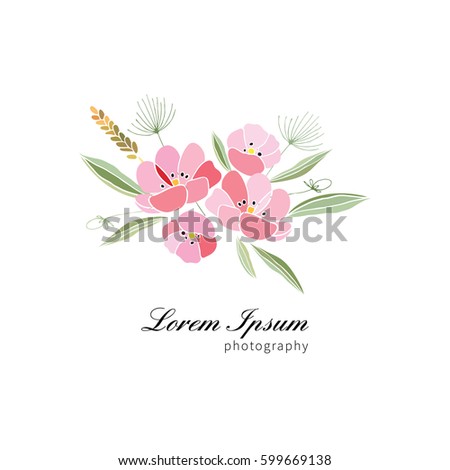 Summer flower composition with delicate light flowers. Vector illustration.