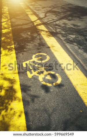 Bicycle symbol on city street