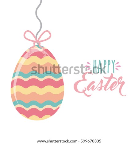 happy easter card with egg icon over white background. vector illustration