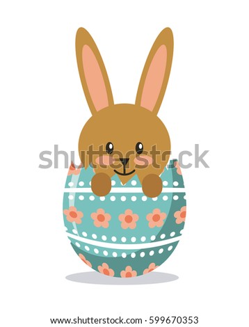 easter egg with bunny icon over white background. colorful design. vector illustration