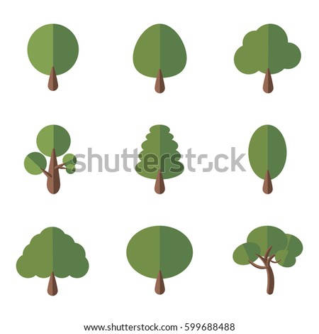 two tone trees, natural plant icons