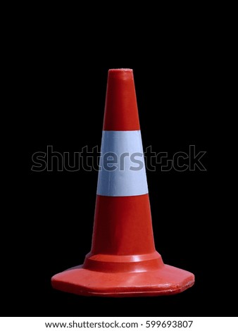 Traffic cone, Road sign isolated on black background,Safety sign used to prevent accidents during road construction