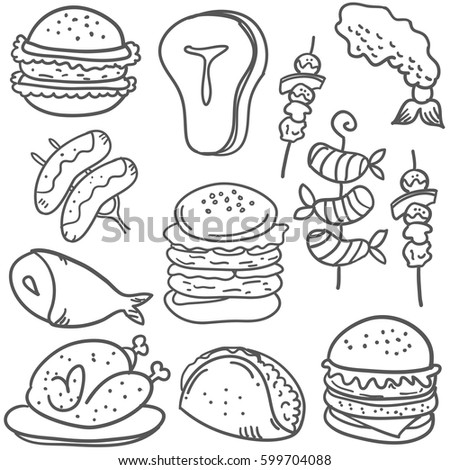 Doodle of food hand draw various