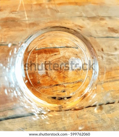Empty Glass on wood Background . Top View Royalty-Free Stock Photo #599762060