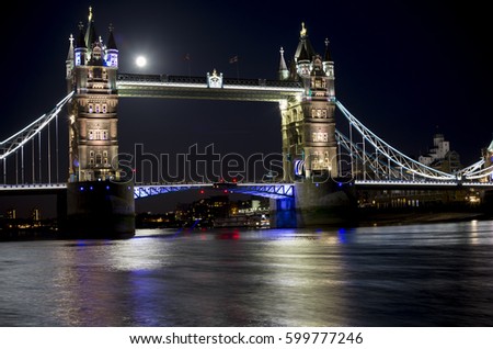Tower bridge in London by night