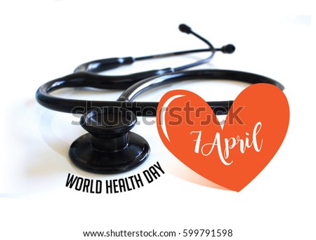 Wold Health Day heart and stethoscope design. In celebration of World Health Day. 