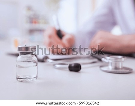 Stethoscope on a desk doctor.