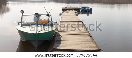 Lifeboat moored on a river pantone berth.