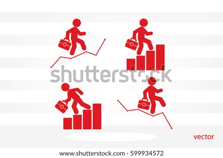 Businessman and graph fall and growth icon vector EPS 10, abstract sign logo  flat design,  illustration modern isolated badge for website or app - stock info graphics