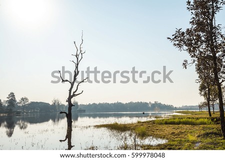 Landscape view of Huay Tueng Tao lake in Chiangmai province, Thailand.