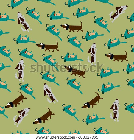 High quality original trendy  seamless pattern with cute dog or puppy. Dog best friend