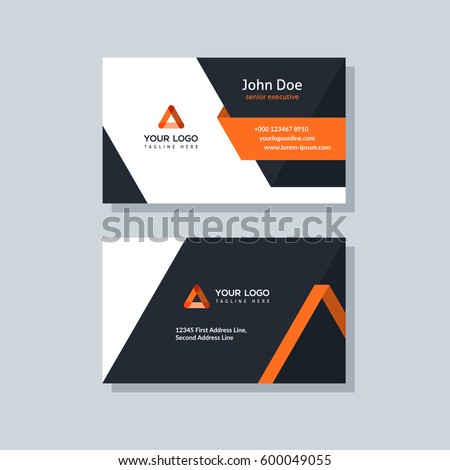 Modern business card template orange colors. Flat design vector abstract creative Royalty-Free Stock Photo #600049055