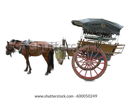 Horse and Carriage isolate on white Royalty-Free Stock Photo #600050249